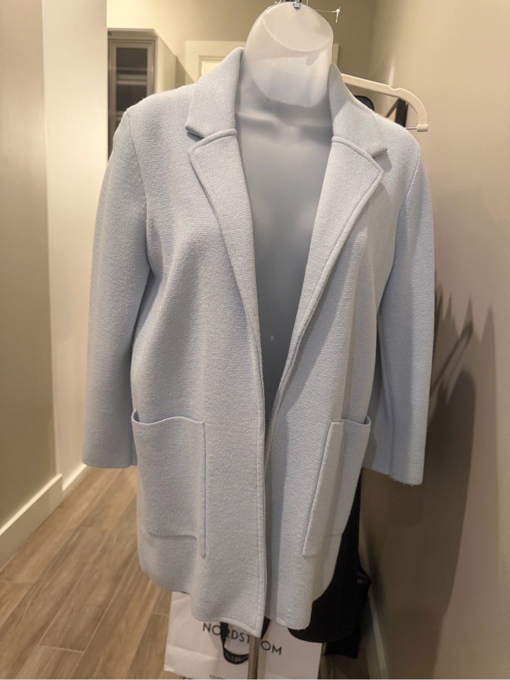 J Crew Light Blue- Lavender Women's Textured Open-Front Sweater Coat